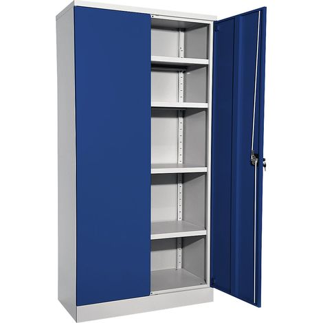 Armoire métallique Nilas avec 4 tablettes – Dimensions h 1950mm x l 1000mm x p 500mm – Porte battante verrouillable – Tôle d'acier époxy – Eurokraftbasic