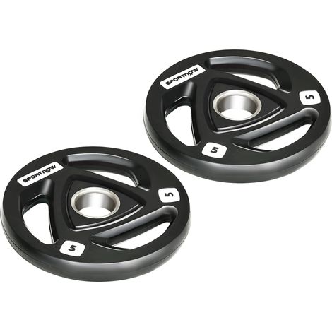 SPORTNOW Olympic Weight Plates for 2'' Barbell Bar with Tri Grips 2 x 5kg