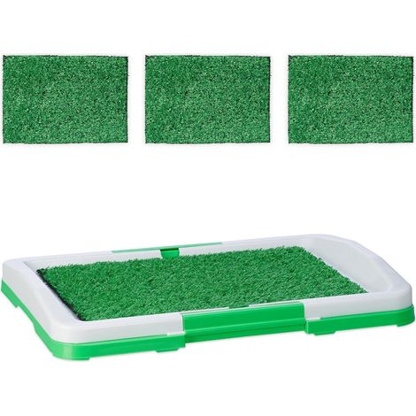 Hundetoilette – 4 Grasmatten – PP-Kunststoff – Hygiene und Training – Für drinnen/Balkon – 5,5 x 45,5 x 33 cm (1/5)