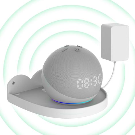 Support de montage pour Echo Dot 4 / Echo Dot 5 avec gestion des câbles intégrée, sans vis, support pour accessoires d'enceintes (Echo Dot 4 / Echo Dot 5, blanc) (1/5)