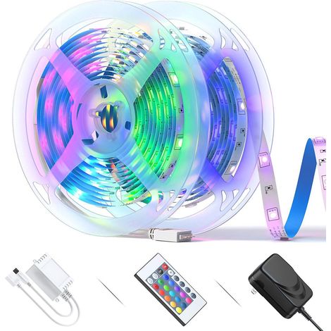 Bande lumineuse LED de 5 m, bande lumineuse RGB avec télécommande (1/5)