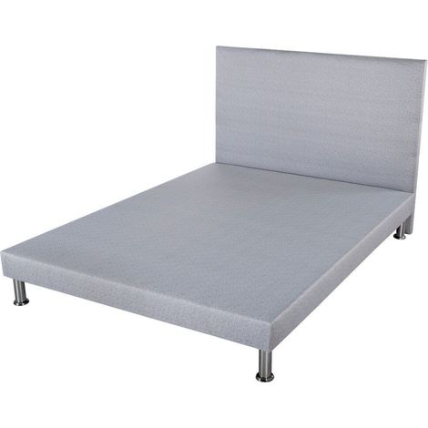Sommier déco + tête + pieds SR9 Gris clair 140X190 - Lattes bois massif - H.13 cm (1/4)