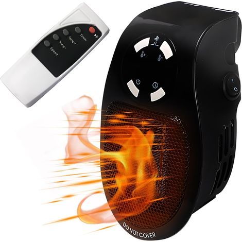 Chauffage soufflant à économie d'énergie Thermostat automatique avec minuterie 12H pour chambre, salle de bain, intérieur (Noir) (1/5)