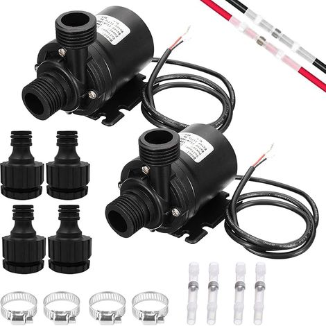 2 PCS Pompe a Eau 12v, Mini Pompe à Eau Submersible Moteur Sans Balais 800l/h 5m Mini pompe à eau submersible sans balais - - Pour bassin, aquarium, fontaine solaire