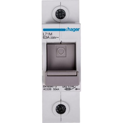 Interruptor fusible 1P 63A D02 L71M