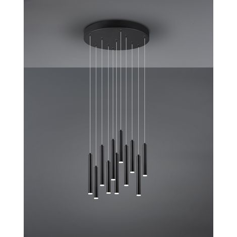 Sospensione Moderna Tubular 11 Tubi Led Nero Ø40 cm Trio Lighting (1/4)