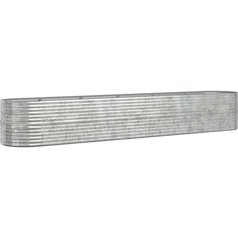 Jardinière, Pot de Fleurs d'extérieur, Acier enduit de poudre 440x80x68cm Argenté OIB6026E (1/5)