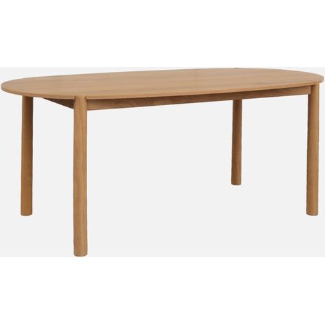 Mesa de comedor ovalada de madera de hevea, 6 plazas