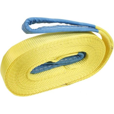 Sangle de Traction 6 tonnes - 10m x 50mm - Sangle de remorquage - légère - Extensible - Sangle de Traction 4x4-2 Boucles (1/3)