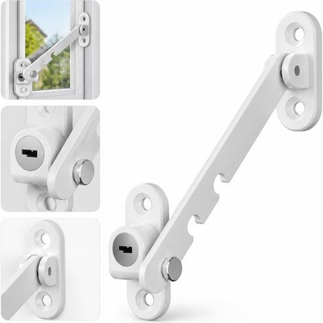 2 Pièces Crampon de Vent pour Fenêtre en Fer et ABS, Longueur 12 cm, 3 Niveaux, Sécurité Enfants (1/5)