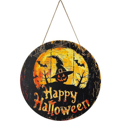 Décoration de porte d'Halloween de 20 cm, couronne ronde en acrylique à motif de chauve-souris, convient à la décoration murale extérieure. (1/5)