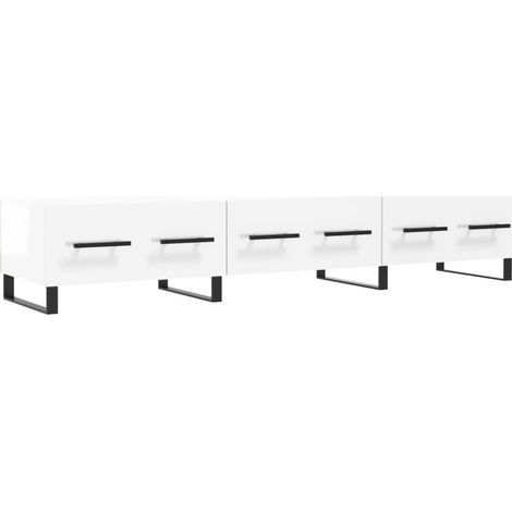 Meuble TV multimédia étagère télévision buffet téléviseur salle à manger salon chambre brillant 150 x 36 x 30 cm bois d'ingénierie blanc