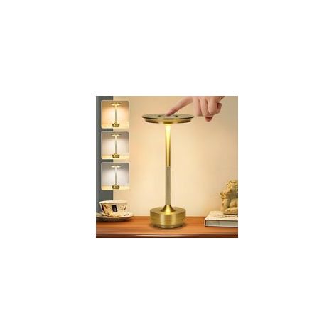 doré Lampe de table moderne sans fil LED rechargeable pour intérieur et extérieur, intensité variable, lampe tactile, lampe de bureau portable (1/5)
