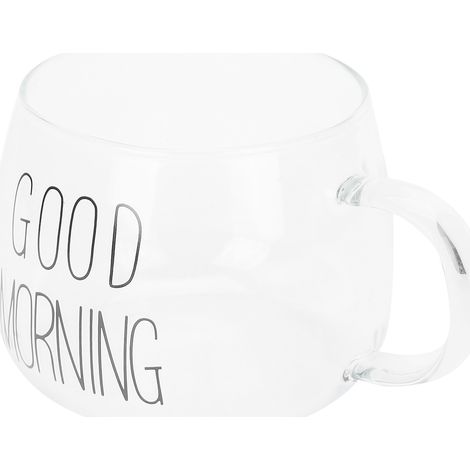 Kaffeetasse aus transparentem Borosilikatglas mit Henkel, geeignet für Milchtee, Cocktails und andere Getränke, schwarzes Etikett (1/5)