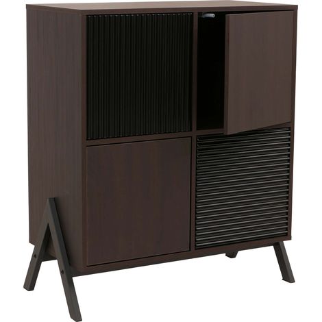 Commode HWC-O40 armoire buffet haut avec portes et compartiments de rangement MDF métal mélamine 94x79x40cm - aspect n (1/5)