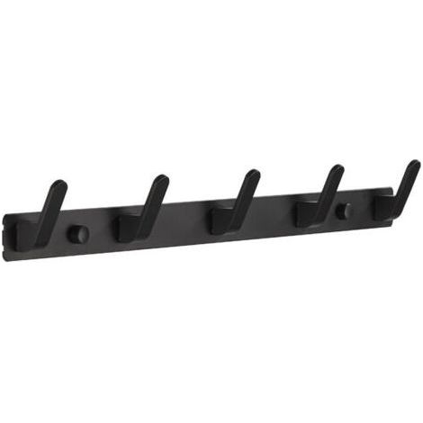 Towel Hook, Wall Mounted Coat Rack with 5 Hooks, 17.7 x 1.3 Inch Modern Black Hanger Rack, One Pack (1/5)