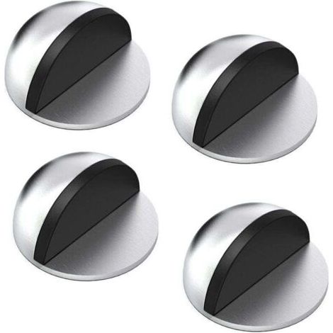 Arrêts de Portes, Lot de 4 Arrêts et Butées de Porte en Acier Inoxydable avec pare-chocs en caoutchouc, Stop-Porte Adhésif pour tous les sols durs (1/4)