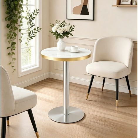 Table basse ronde 60 cm en MDF métal blanc HAVRYA (1/4)