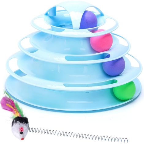 Interactive Cat Toy, Cat Toy, Four Ball Runway, Triple Layers Lap Track Cat Toy Companion Cat Toy (25 x 16.5cm) (1/5)