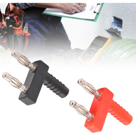 Fiche banane U36 4 mm, fiche de court-circuit, fiche de pontage, rouge et noire. (1/5)