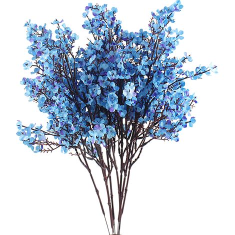Soavoa Gypsophile Artificielle, Bouquet de Fleurs en Soie Réaliste pour Mariage, Décoration Intérieure et Centre de Table Élégant, Bleu (1/4)