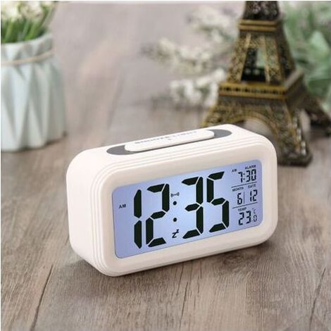 Digitaler Wecker, digitale Wanduhr, großer digitaler LED-Wecker mit Datumsanzeige, für Zuhause oder Büro, 13,6 x 4,6 x 7,5 cm (Weiß) (1/4)