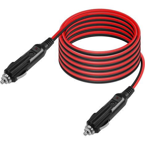 Allume-cigare de voiture 12v mâle à mâle cordon de charge, câble d'extension de prise d'allume-cigare automatique avec protection par fusible 25a, câble robuste 14 awg avec lumière led (3M) (1/5)