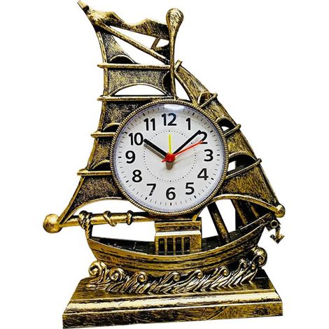Sveglia orologio veliero tavolo stile vintage retrò colore bronzo