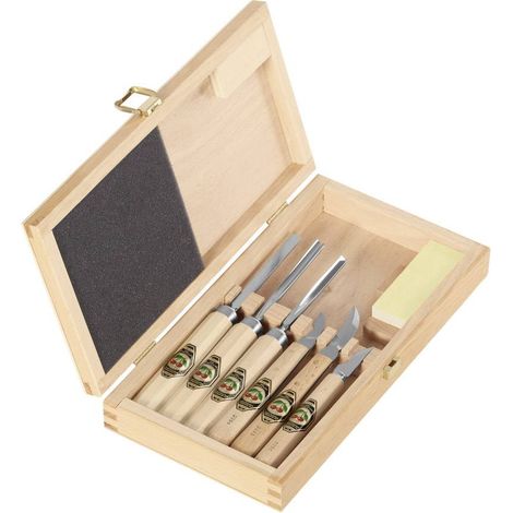 Kit de gouges à creuser 7 pièces – Acier à outils spécial HRc 61 – Pour bois tendre à mi-dur – Affûté prêt à l'emploi – Kirschen