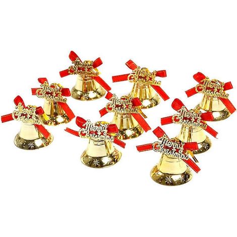 18 petites cloches dorées pour sapin de Noël avec inscription « Joyeux Noël », décorations à suspendre (dorées)-43.5CM-Golden