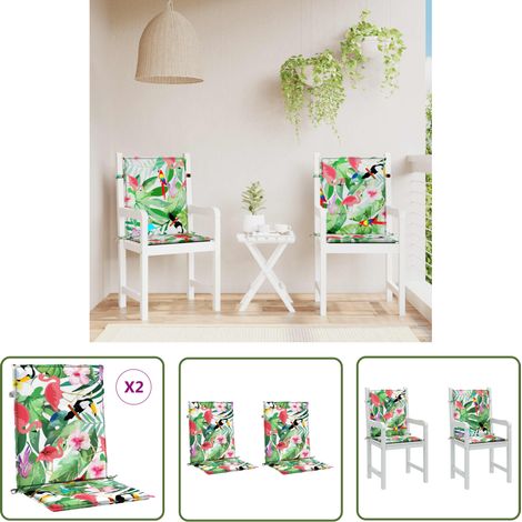 The Living Store Coussins de chaise à dossier bas lot de 2 multicolore tissu - Coussin De Chaise - Coussin Exterieur - Coussin Décoratif - Coussin Confortable - Coussin Multicolores (1/5)