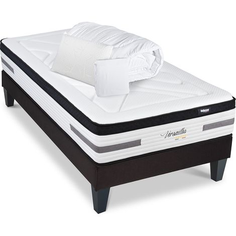 BELLECOUR LITERIE Pack Prêt à dormir VERSAILLES 90x190 cm Matelas Ressorts ensachés + Sommier + Accessoires (1/5)