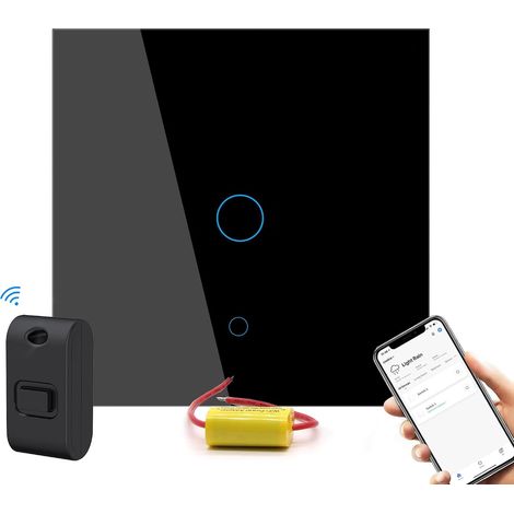 Interrupteur d'éclairage intelligent, télécommande par application, interrupteur cinétique sans fil, pas de fil neutre nécessaire, ligne neutre en option, contrôle bidirectionnel facile (1/5)