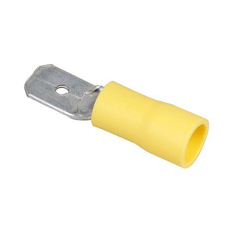 Boite de 50 cosses mâles plates pour languette 6,35x0,8mm 4,0 à 6,0mm² - Jaune