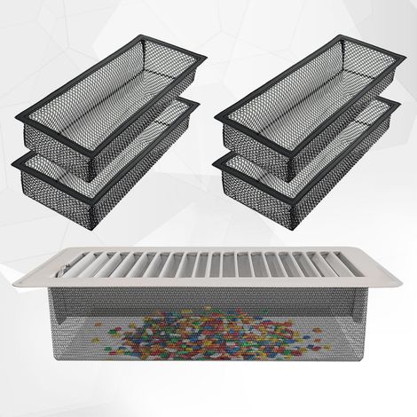 Filtro per presa d'aria a pavimento, copertura per presa d'aria da 4"x10", coperture protettive per prese d'aria domestiche, filtri per prese d'aria, nero (confezione da 4)