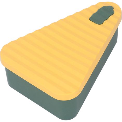 Boîte à pizza réutilisable en silicone alimentaire avec couvercle, jaune et verte. (1/5)