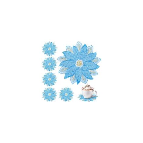 Set mit 10 bestickten Weihnachtsuntersetzern, doppellagig mit blauen und Weihnachtsstern-Applikationen, weihnachtliche Blumenuntersetzer, perfekt für die Winterfeiertage und als Dekoration für Ihr Zuh