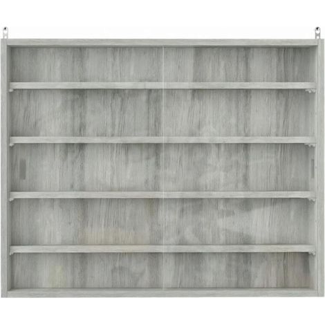 Vetrina da parete moderna in vetro grigio 80 x 9,5 x 60 cm (1/5)