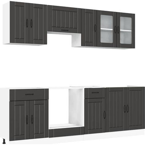 Maison Exclusive - Set Mobili da Cucina 8 pz Kalmar Neri Legno Multistrato