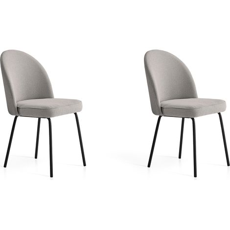Set de 2 sillas de comedor, Candem en textil gris, 86x50x57 cm (1/4)