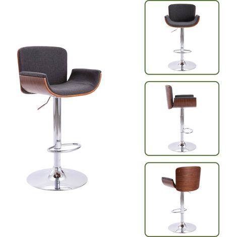 Barhocker Grau Stoff - Barhocker - Küchenstuhl - Esszimmerstuhl - Höhenverstellbar - Barstuhl Grau (1/5)
