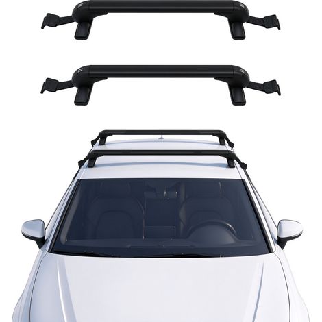Lot de 2 barres transversales de toit de voiture – Porte-bagages aluminium universelles sans perçage, 100 cm, verrouillables à clé – Pour voitures 4 ou 5 portes, compatibles gouttières 110-114 cm (1/5)