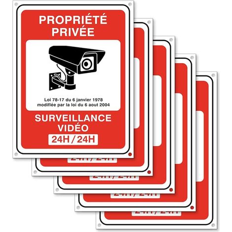 Video surveillance sign - Security signs Plaque Alarm for private property - Plastic signage 20x15cm