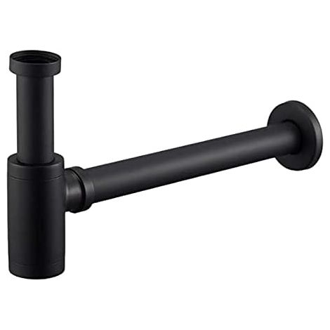 Siphon de Lavabo Noir Universel Tube Siphon de Lavabo Siphon en Acier Inoxydable 1 1/4 x 32mm Salle de Bain Siphon Évier Métal Siphon à Tube Siphon à Tube Syphon Lavabo Reglable Anti Odeur
