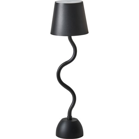 Lámpara de mesa moderna de hierro aluminio con interruptor táctil cable USB de carga inalámbrica para interior y exterior negro Vouga