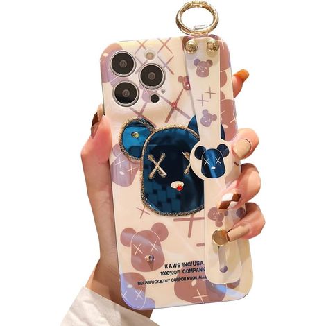 Elegante custodia per iPhone pensata per ragazze e donne, con protezione rinforzata contro le cadute per iPhone 13 Pro Max 2021 (6,7 pollici), cinturino da polso regolabile, grazioso motivo IMD, ultra (1/2)