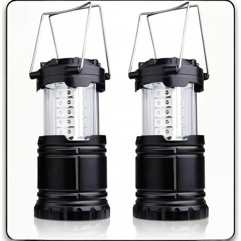 Lot de 2 Lanterne de Camping Super Lumineuse et Pliable - LED à Piles, Imperméable - Kit d'Urgence pour Intérieur, Extérieur, Randonnée et Pannes de Courant (1/5)