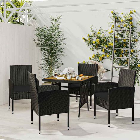 Ensemble à manger d'extérieur 5 pcs-Salon de jardin Résine tressée Noir 434724 (1/5)