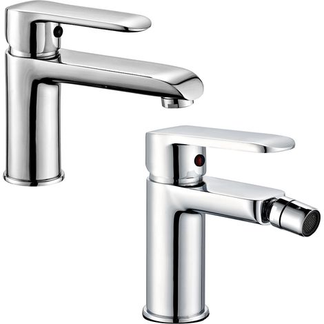 Coppia di miscelatore rubinetto bidet e miscelatore lavabo linea america cromata (1/5)