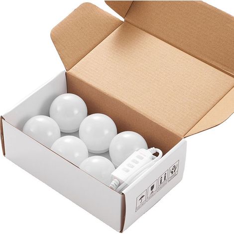Il est doté de lumières tricolores et de 6 ampoules LED à intensité variable, ainsi que d'un port de chargement USB, et convient aux miroirs de maquillage Hollywood de 70 x 55 cm. (1/4)